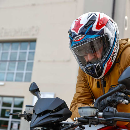 Drift Evo II Jarama White, Red & Blue Motorcycle Helmet