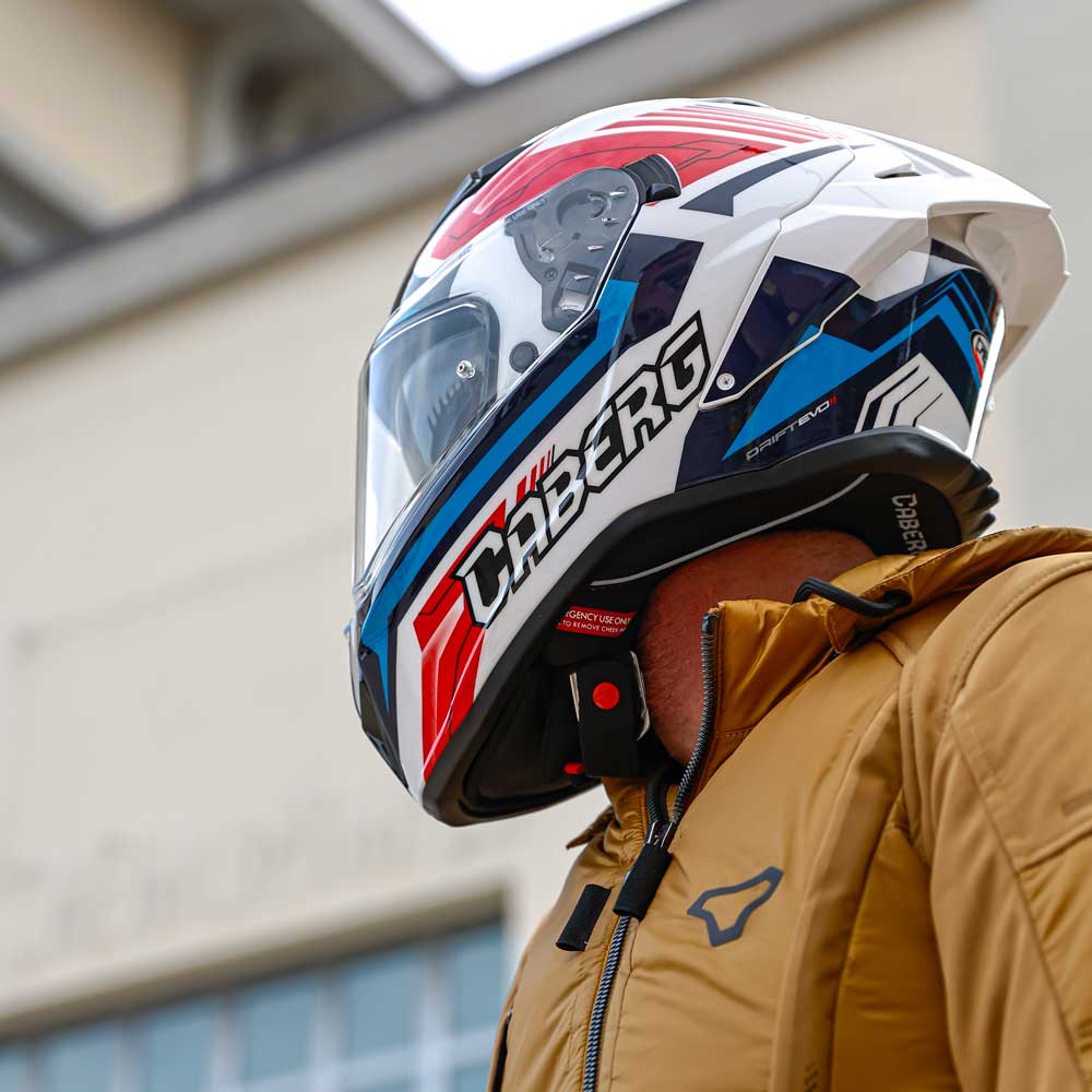 Drift Evo II Jarama White, Red & Blue Motorcycle Helmet