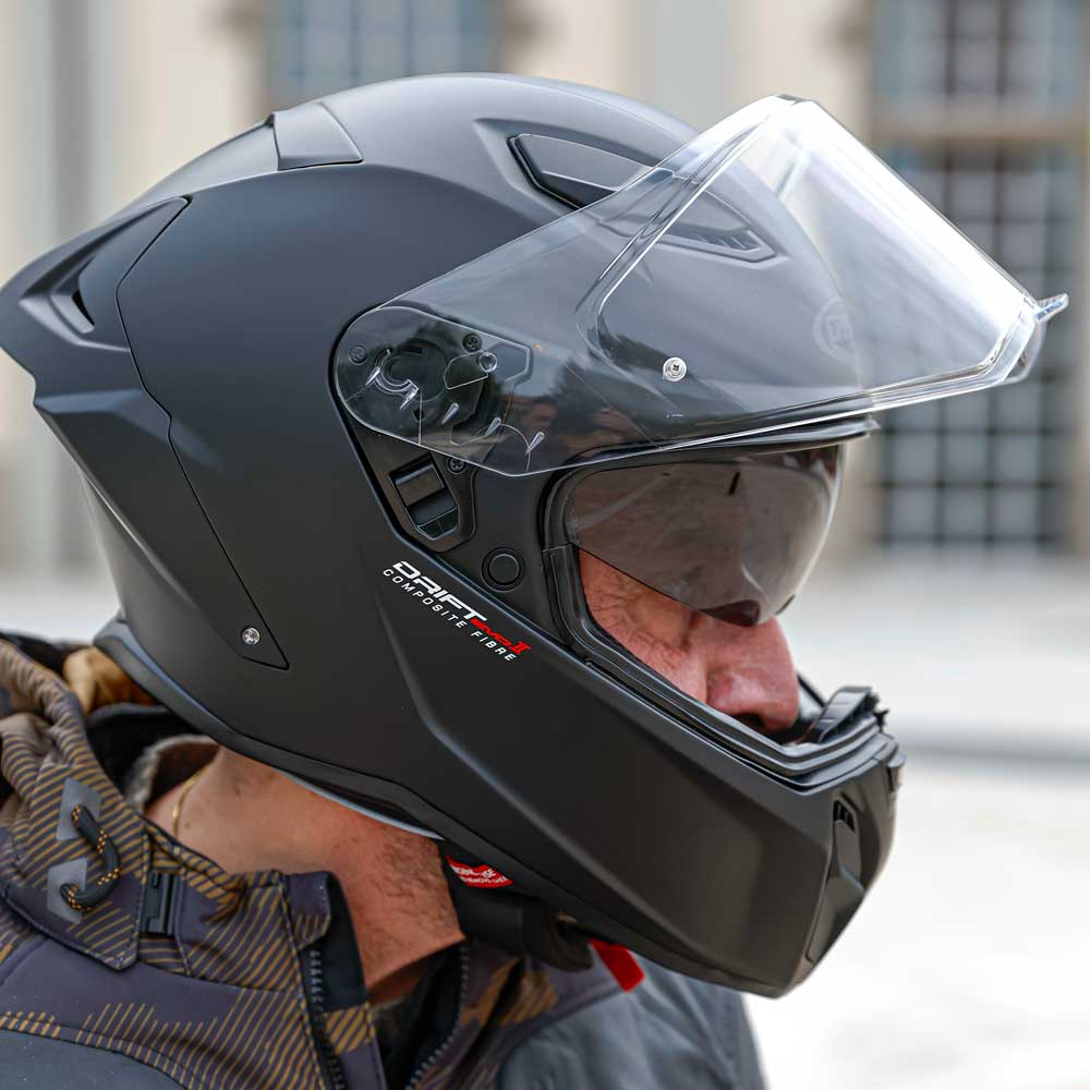Drift Evo II Matt Black Motorcycle Helmet