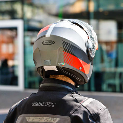 Duke Evo Indy Matt Gun Metal & Red Fluorescent Motorcycle Helmet
