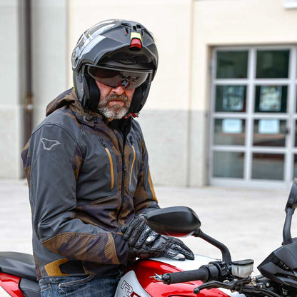 Duke Evo Move Matt Gun Metal & Yellow Fluorescent Motorcycle Helmet