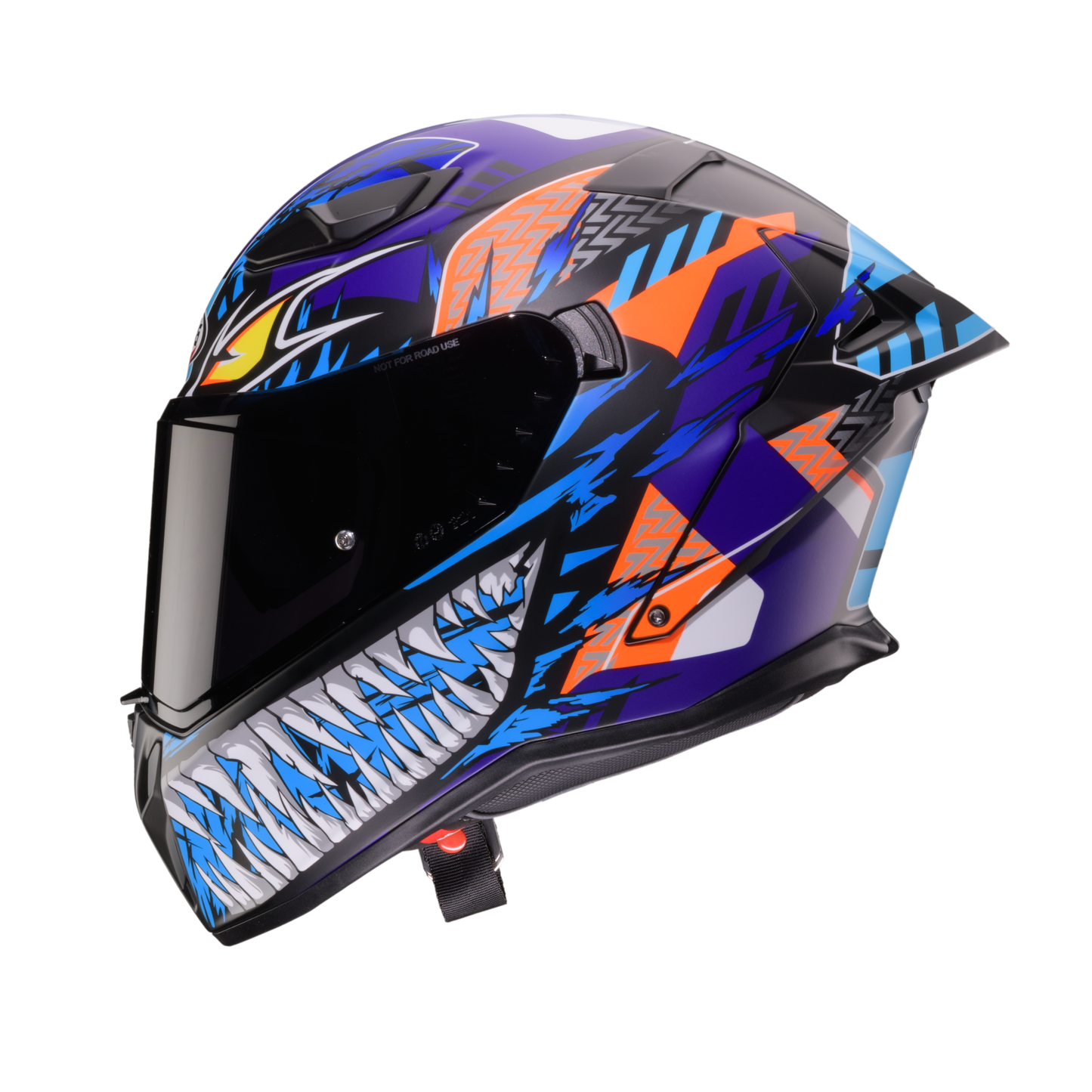 Drift Evo II Nobo Matt Black, Red Fluorescent, Blue & Purple Full Face Motorbike Helmet