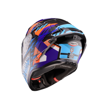 Drift Evo II Nobo Matt Black, Red Fluorescent, Blue & Purple Full Face Motorbike Helmet