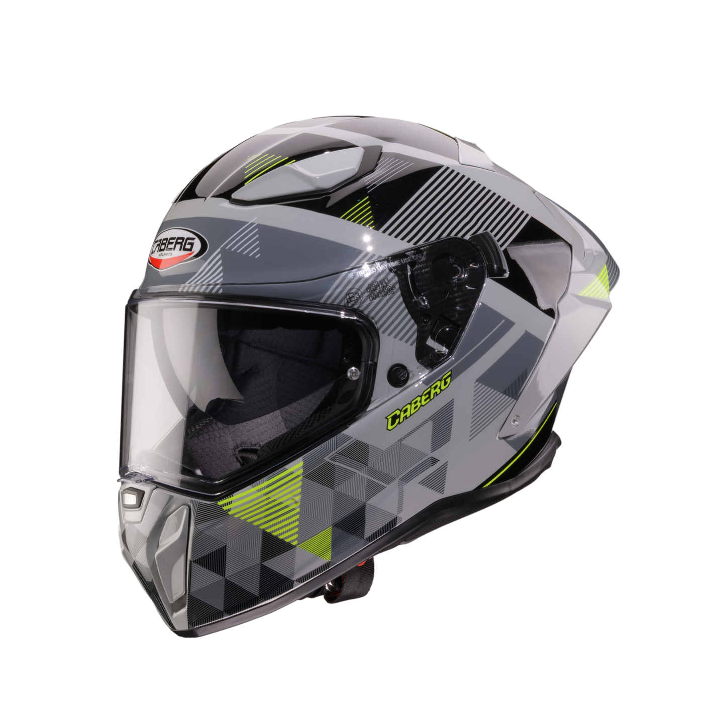 Drift Evo II Prism Grey, Black & Yellow Fluorescent Full Face Motorbike Helmet