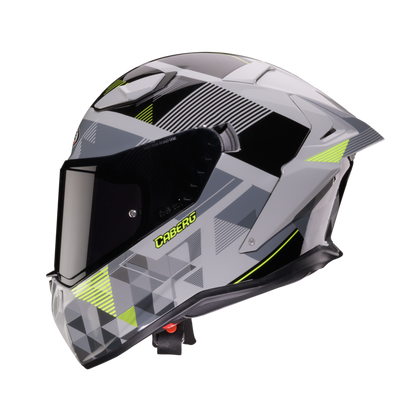 Drift Evo II Prism Grey, Black & Yellow Fluorescent Full Face Motorbike Helmet