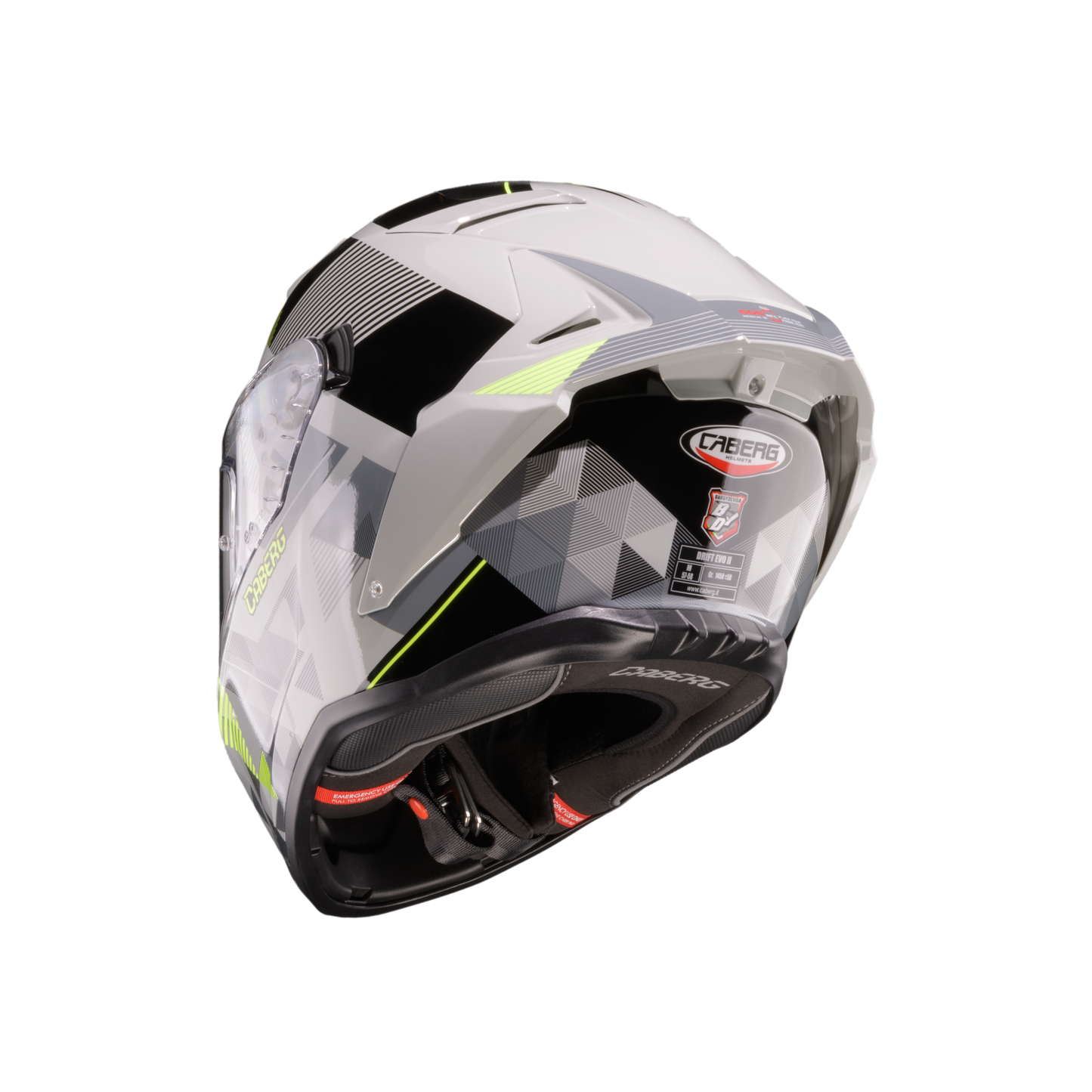 Drift Evo II Prism Grey, Black & Yellow Fluorescent Full Face Motorbike Helmet
