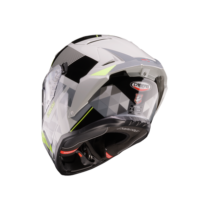 Drift Evo II Prism Grey, Black & Yellow Fluorescent Full Face Motorbike Helmet