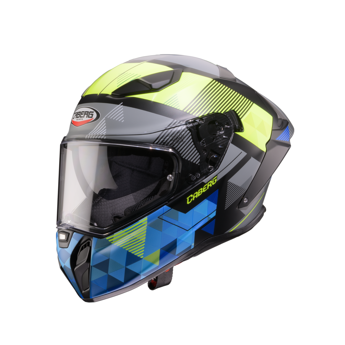 Drift Evo II Prism Matt Black, Yellow Fluorescent & Blue Full Face Motorbike Helmet