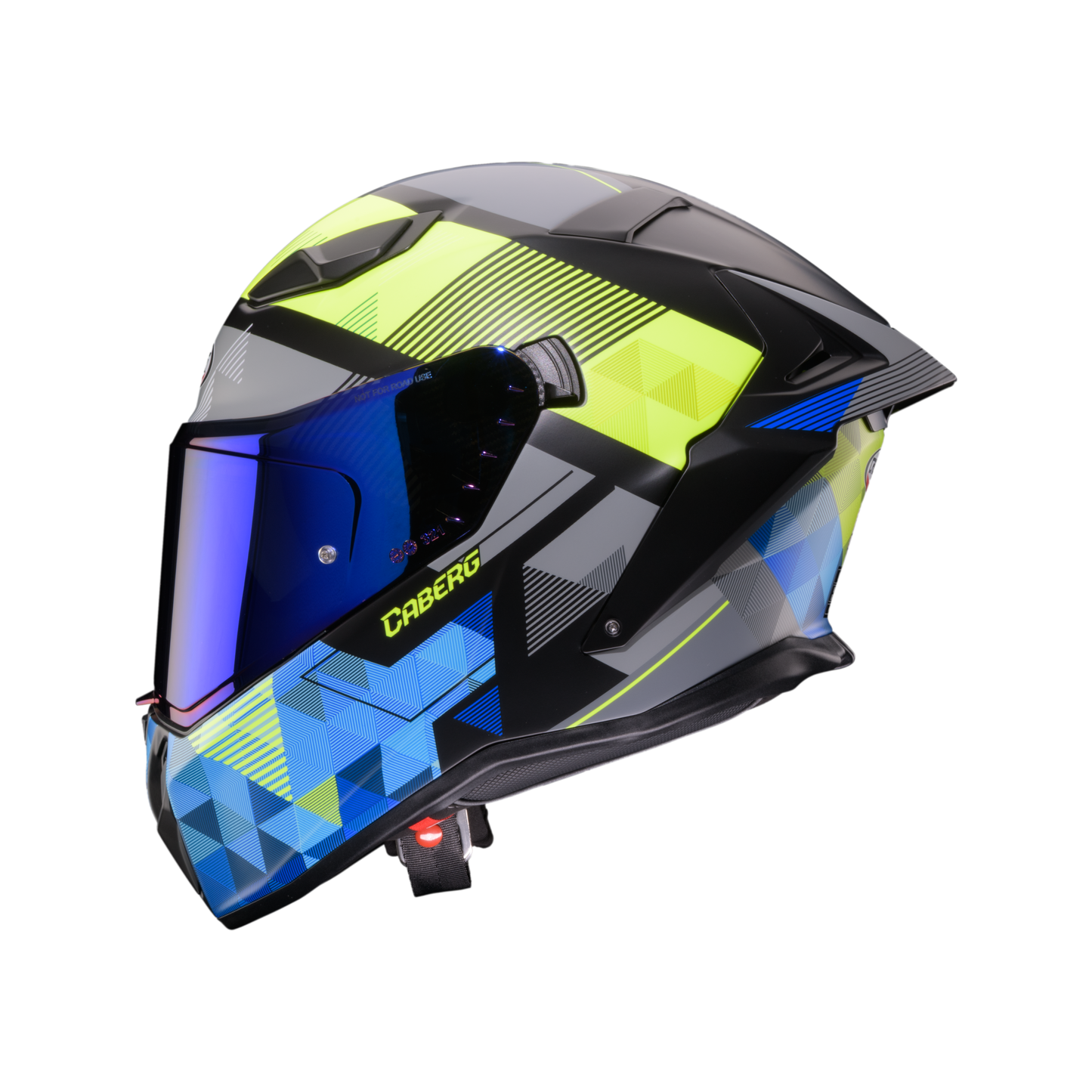 Drift Evo II Prism Matt Black, Yellow Fluorescent & Blue Full Face Motorbike Helmet