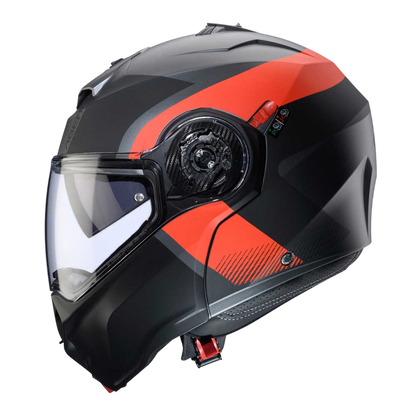 Duke Evo Indy Matt Gun Metal & Red Fluorescent Motorcycle Helmet