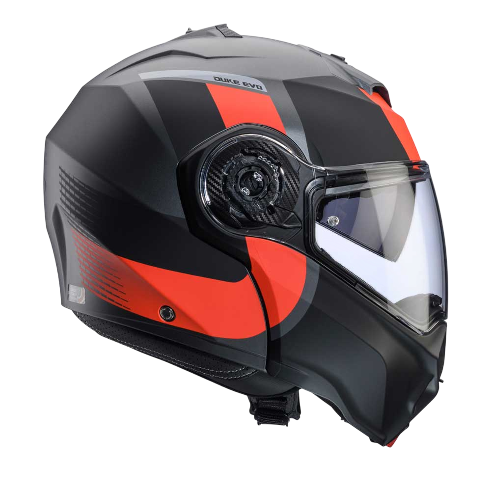 Duke Evo Indy Matt Gun Metal & Red Fluorescent Motorcycle Helmet