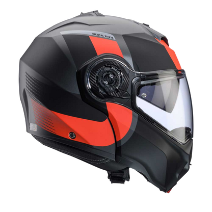 Duke Evo Indy Matt Gun Metal & Red Fluorescent Motorcycle Helmet