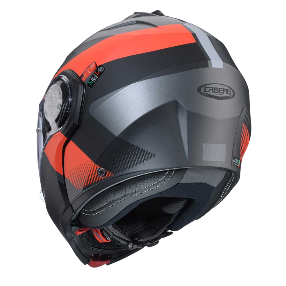 Duke Evo Indy Matt Gun Metal & Red Fluorescent Motorcycle Helmet