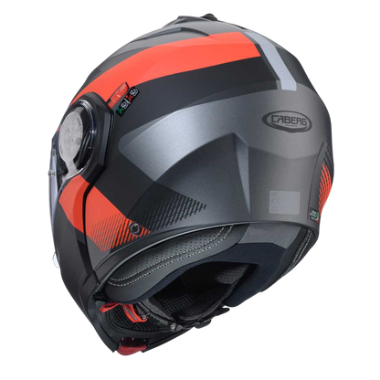Duke Evo Indy Matt Gun Metal & Red Fluorescent Motorcycle Helmet