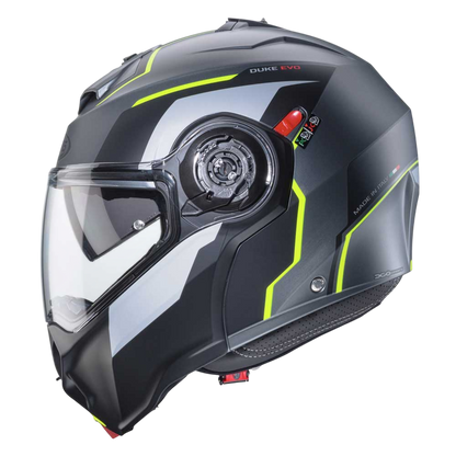 Duke Evo Move Matt Gun Metal & Yellow Fluorescent Motorcycle Helmet