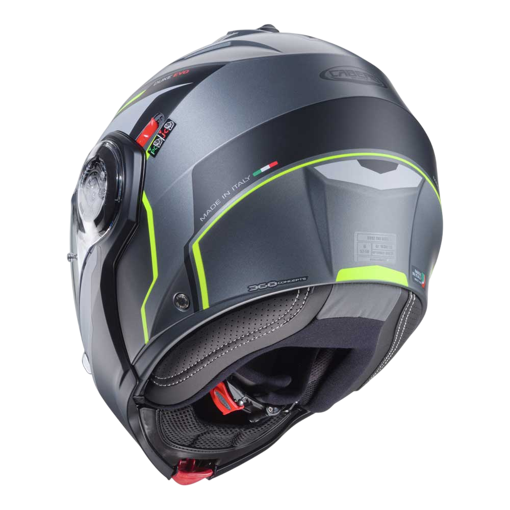 Duke Evo Move Matt Gun Metal & Yellow Fluorescent Motorcycle Helmet