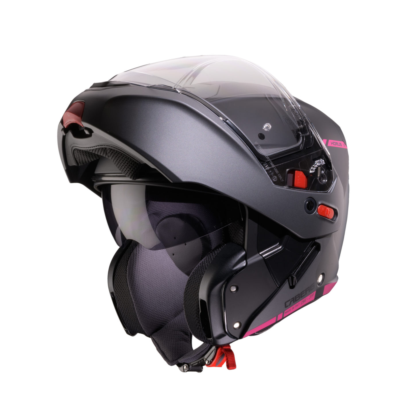 Horus X Ray Black, Grey & Fuchsia Flip Up Motorbike Helmet