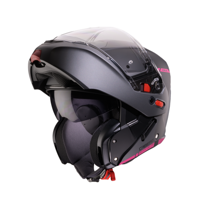 Horus X Ray Black, Grey & Fuchsia Flip Up Motorbike Helmet