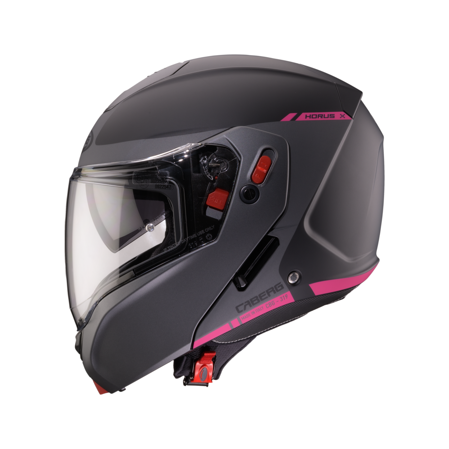 Horus X Ray Black, Grey & Fuchsia Flip Up Motorbike Helmet