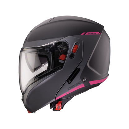 Horus X Ray Black, Grey & Fuchsia Flip Up Motorbike Helmet