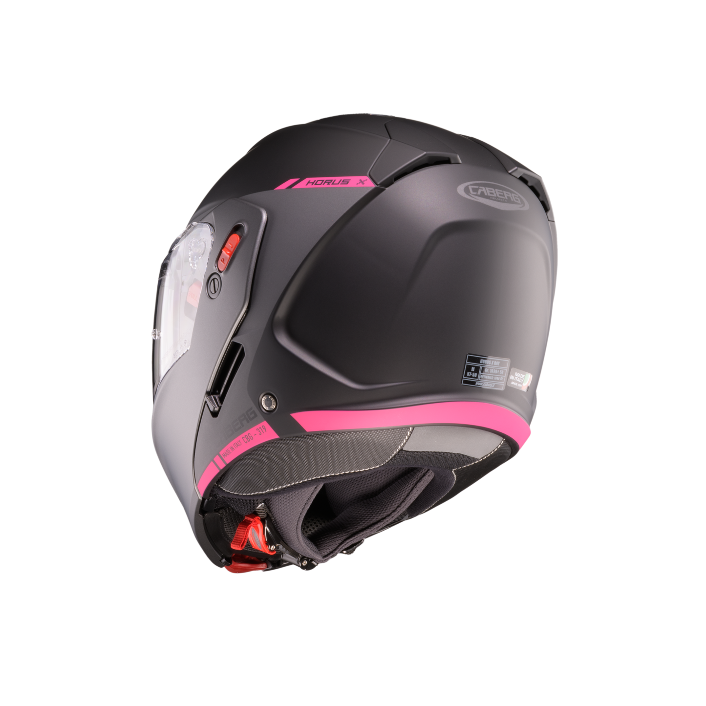Horus X Ray Black, Grey & Fuchsia Flip Up Motorbike Helmet