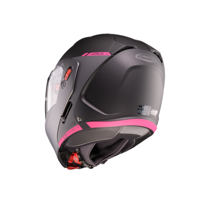 Horus X Ray Black, Grey & Fuchsia Flip Up Motorbike Helmet