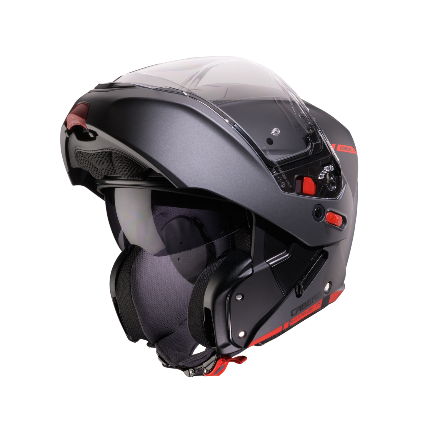 Horus X Ray Black, Grey & Red Flip Up Motorbike Helmet