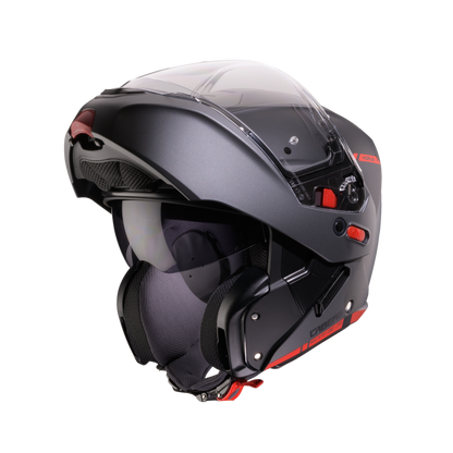 Horus X Ray Black, Grey & Red Flip Up Motorbike Helmet