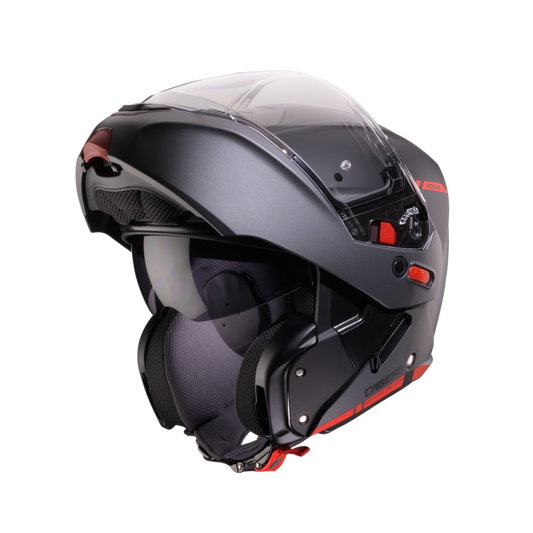 Horus X Ray Black, Grey & Red Flip Up Motorbike Helmet