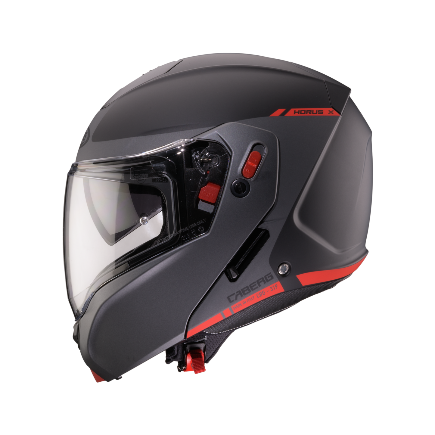 Horus X Ray Black, Grey & Red Flip Up Motorbike Helmet