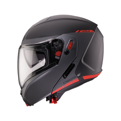 Horus X Ray Black, Grey & Red Flip Up Motorbike Helmet