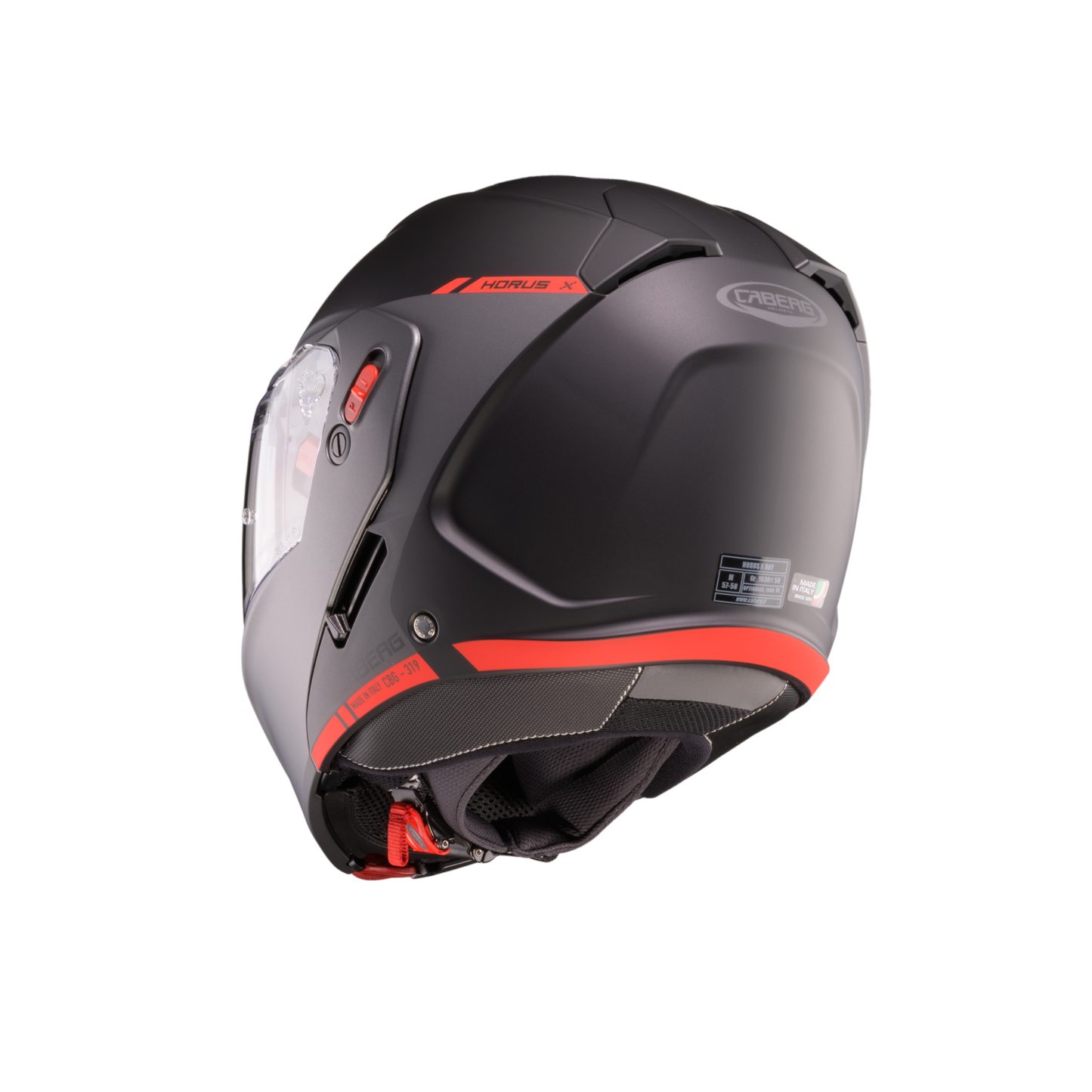 Horus X Ray Black, Grey & Red Flip Up Motorbike Helmet