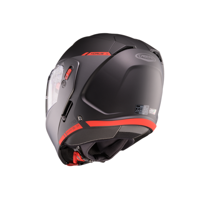 Horus X Ray Black, Grey & Red Flip Up Motorbike Helmet