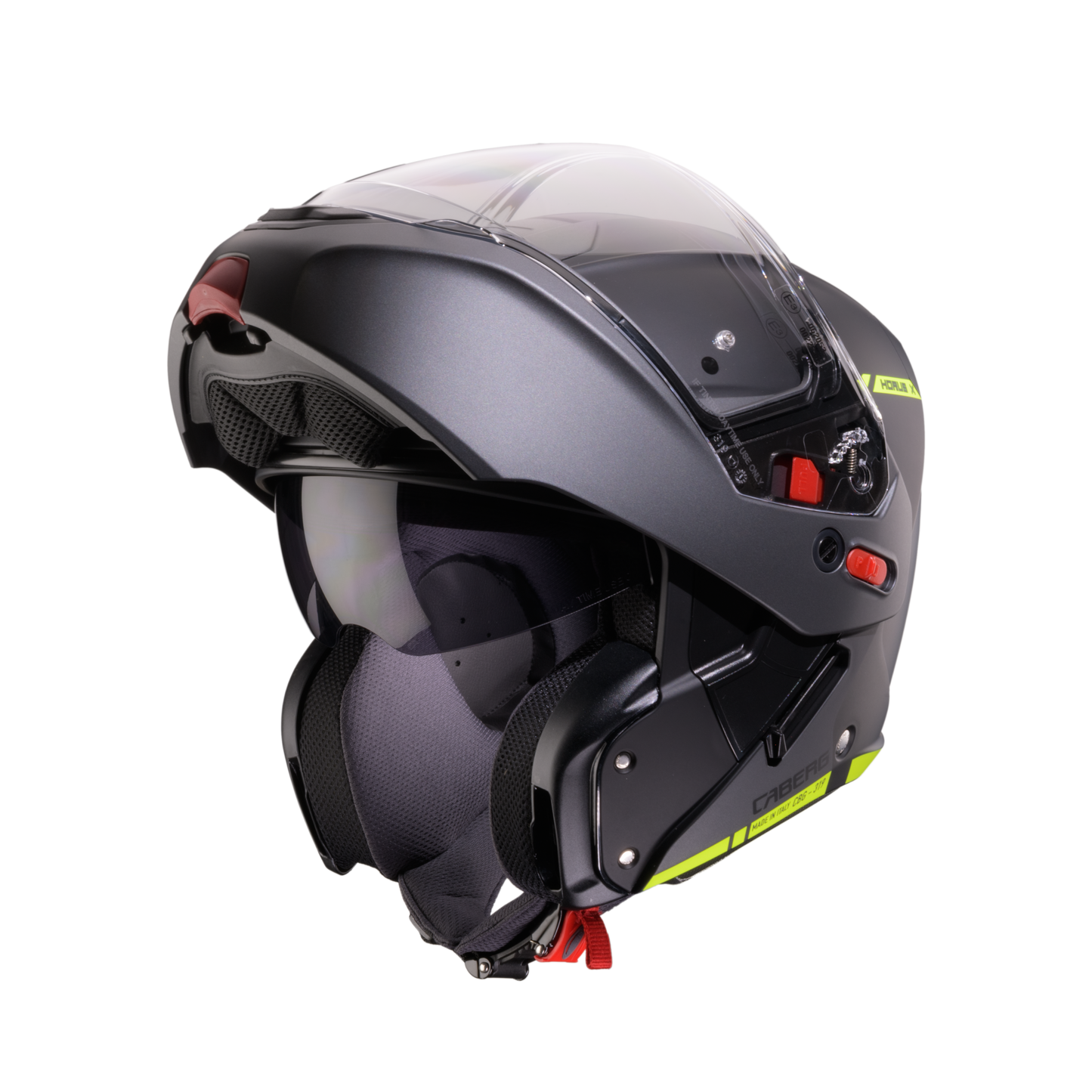 Horus X Ray Black, Grey & Yellow Fluorescent Flip Up Motorbike Helmet