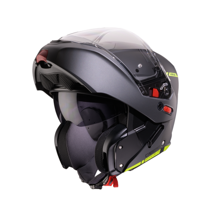 Horus X Ray Black, Grey & Yellow Fluorescent Flip Up Motorbike Helmet