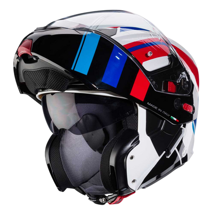 Horus X Road White, Red & Blue Motorcycle Helmet