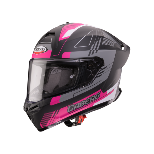 Roxter Colt Matt Black, Fuchsia Pink Fluo & Grey Full Face Motorbike Helmet