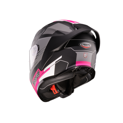Roxter Colt Matt Black, Fuchsia Pink Fluo & Grey Full Face Motorbike Helmet