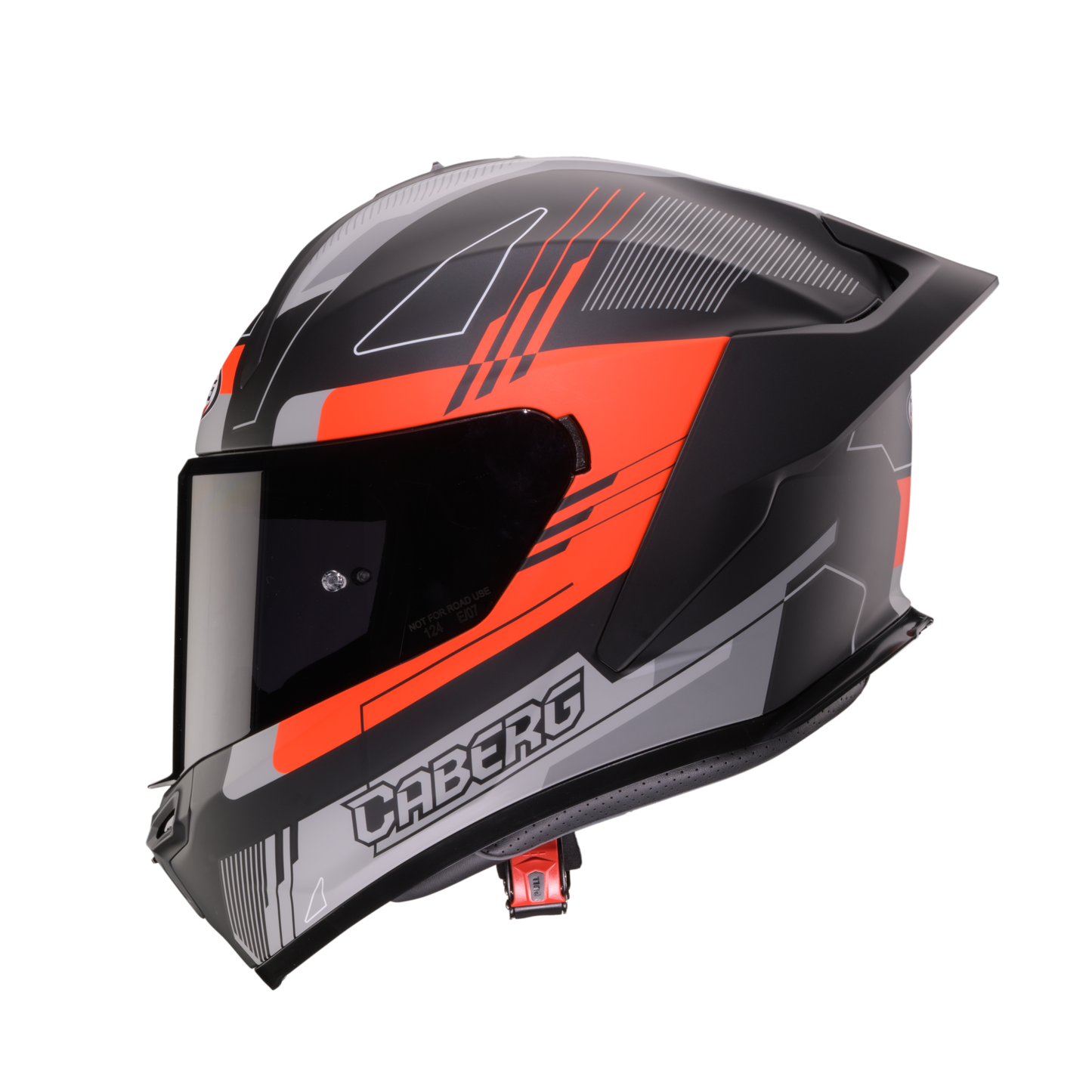 Roxter Colt Matt Black, Red Fluorescent & Grey Full Face Motorbike Helmet