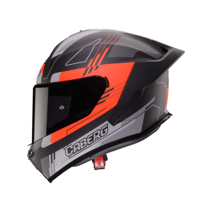 Roxter Colt Matt Black, Red Fluorescent & Grey Full Face Motorbike Helmet