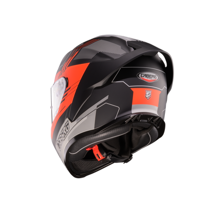 Roxter Colt Matt Black, Red Fluorescent & Grey Full Face Motorbike Helmet