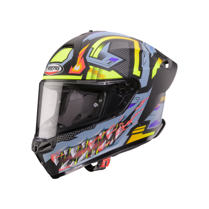 Roxter Hunter Matt Black, Grey & Yellow Fluorescent Full Face Motorbike Helmet