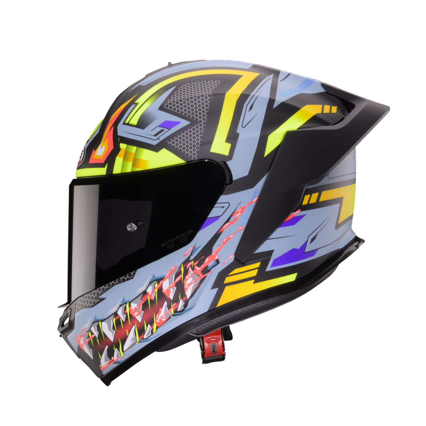 Roxter Hunter Matt Black, Grey & Yellow Fluorescent Full Face Motorbike Helmet