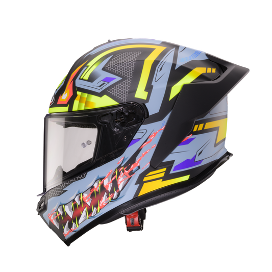 Roxter Hunter Matt Black, Grey & Yellow Fluorescent Full Face Motorbike Helmet