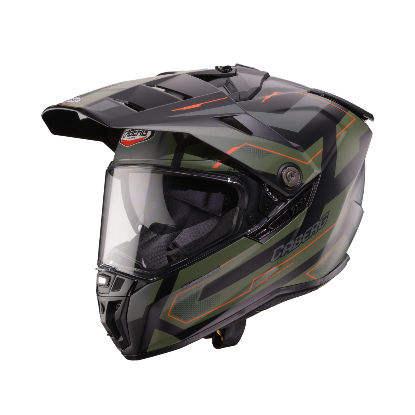 Tanami Ranger Matt Black, Military Green & Orange Full Face Motorbike Helmet
