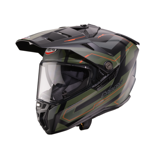 Tanami Ranger Matt Black, Military Green & Orange Full Face Motorbike Helmet