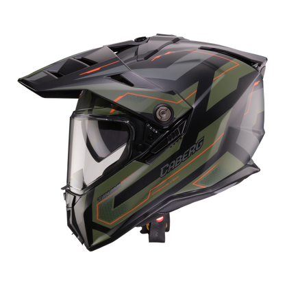 Tanami Ranger Matt Black, Military Green & Orange Full Face Motorbike Helmet