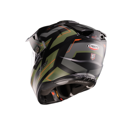 Tanami Ranger Matt Black, Military Green & Orange Full Face Motorbike Helmet