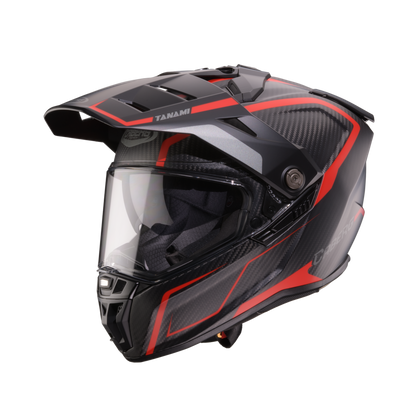 Tanami Carbon Gravity Red & Grey Full Face Motorbike Helmet