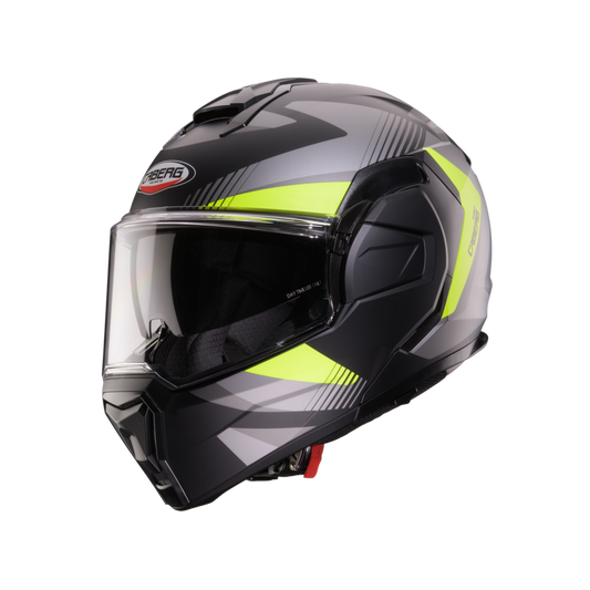 Trip Lunar Matt Black, Grey, Yellow Fluorescent & Anthracite Flip Up Motorbike Helmet